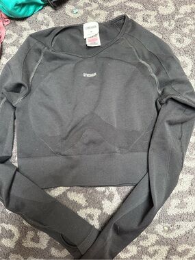 Gymshark Black Seamless Long-Sleeve Crop Sweatshirt
